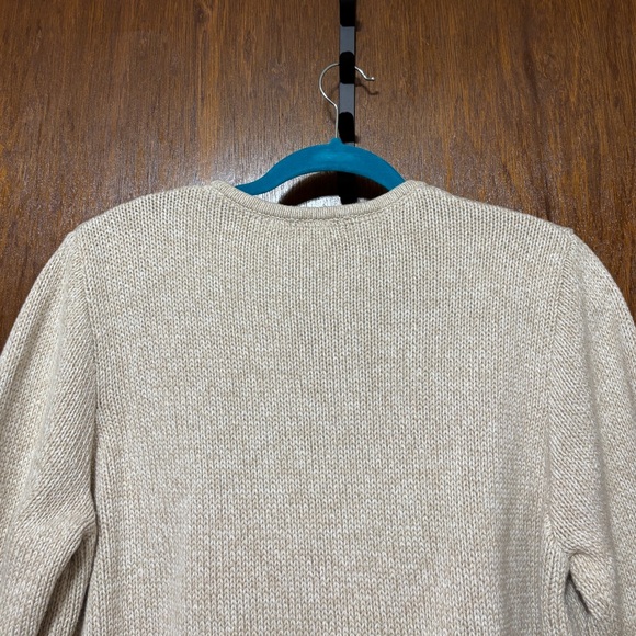 L.L. Bean Women's Oatmeal 100% Cotton Cardigan Sweater - Picture 4 of 14